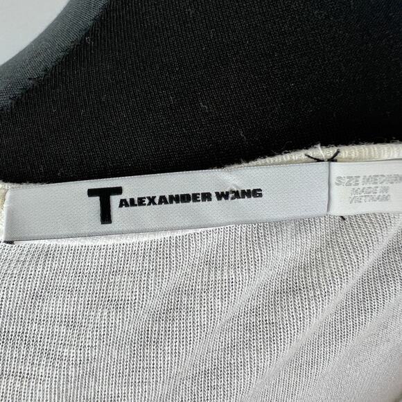 T Alexander Wang Henley White Rayon Knitted Scoop Neck Top Size Medium M - Picture 7 of 8